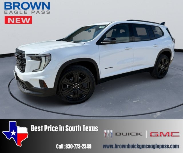 2026 GMC Acadia Elevation in Summit White — front three-quarter view