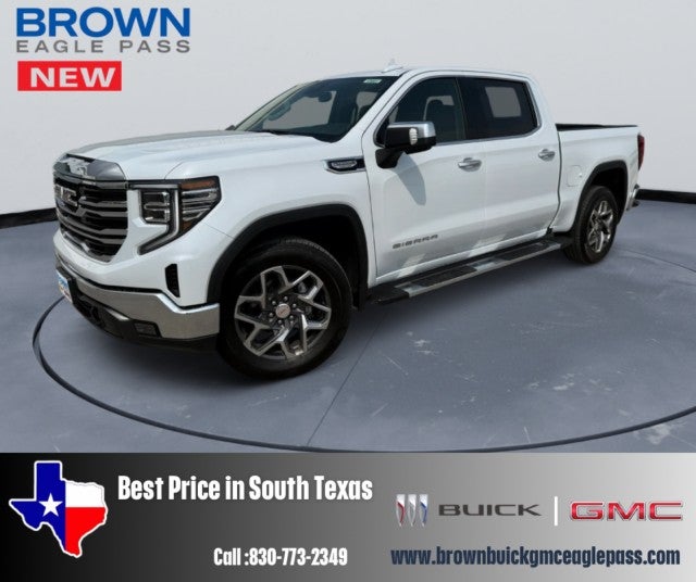 2026 GMC Sierra 1500 SLT in Glacier White Tricoat — front three-quarter view